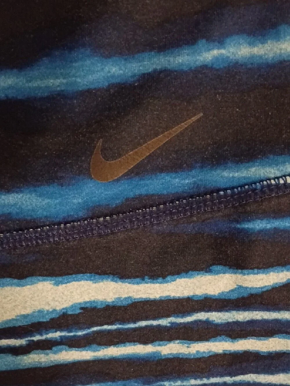Nike Blue and White Striped Capri Leggings